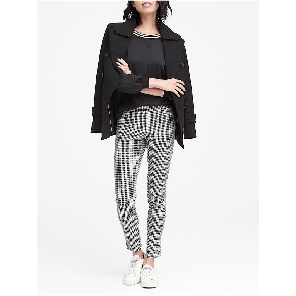 Banana Republic-Black & White Houndstooth with Side Pinstripe